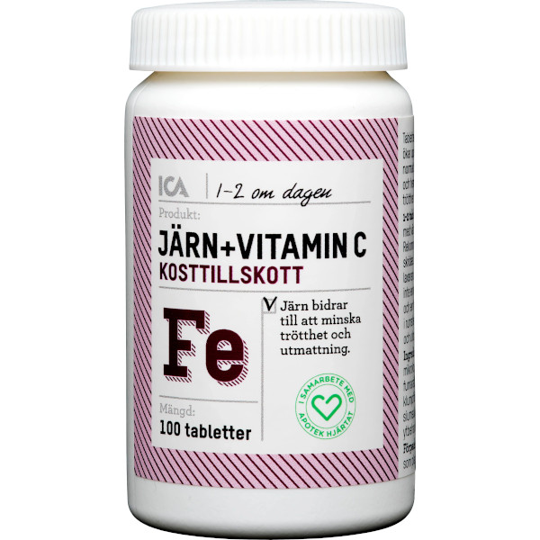 ICA Apotek Hjärtat Kosttillskott Järn + Vitamin C