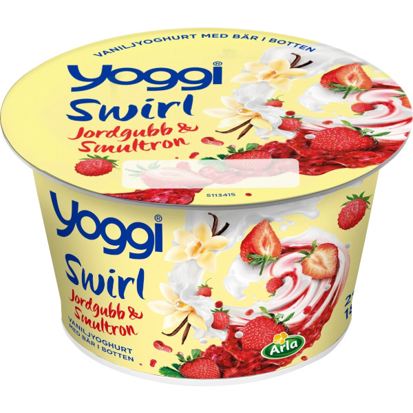 Yoggi Vaniljyoghurt Swirl Jordgubb/Smultron