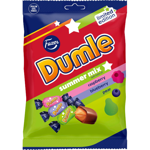 Fazer Dumle Summer Mix Raspberry/Blueberry/Pear