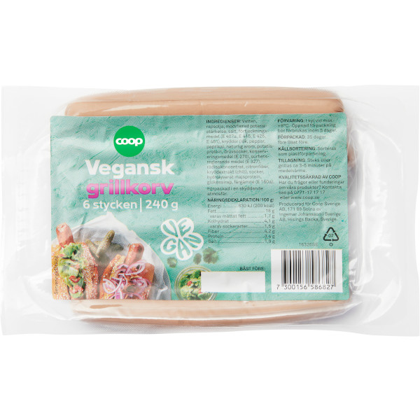 Coop Grillkorv Vegansk