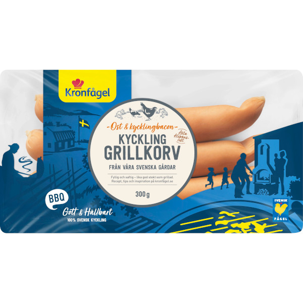 Kronfågel Kycklinggrillkorv Ost & Kycklingbacon