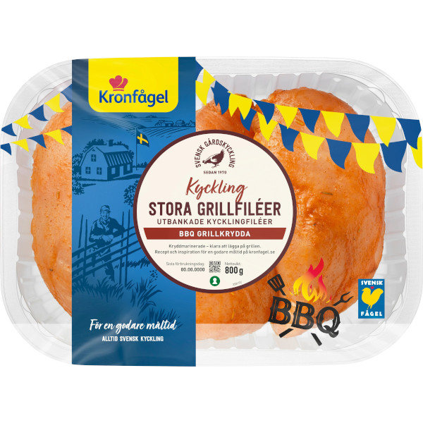 Kronfågel Kyckling Stora Grillfiléer BBQ Grillkrydda