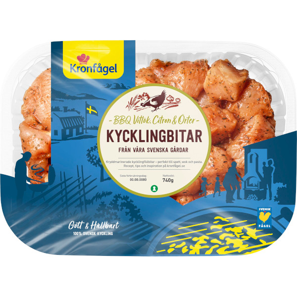 Kronfågel Kycklingbitar BBQ Vitlök/Citron/Örter