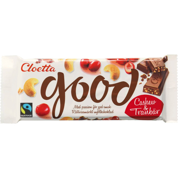 Cloetta Chokladkaka Good Cashew & Tranbär