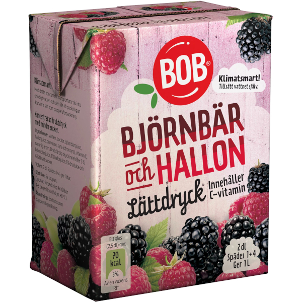 BOB Lättdryck Koncentrat Björnbär/Hallon