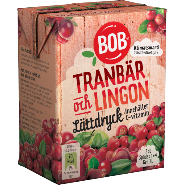 BOB Lättdryck Koncentrat Tranbär/Lingon