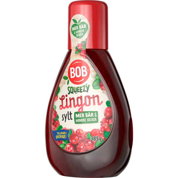 BOB Lingonsylt Squeezy Mindre Socker