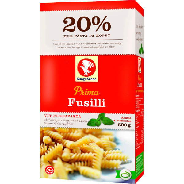 Kungsörnen Vit Fiberpasta Prima Fusilli