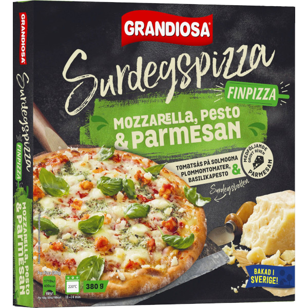 Grandiosa Surdegspizza Mozzarella/Pesto/Parmesan