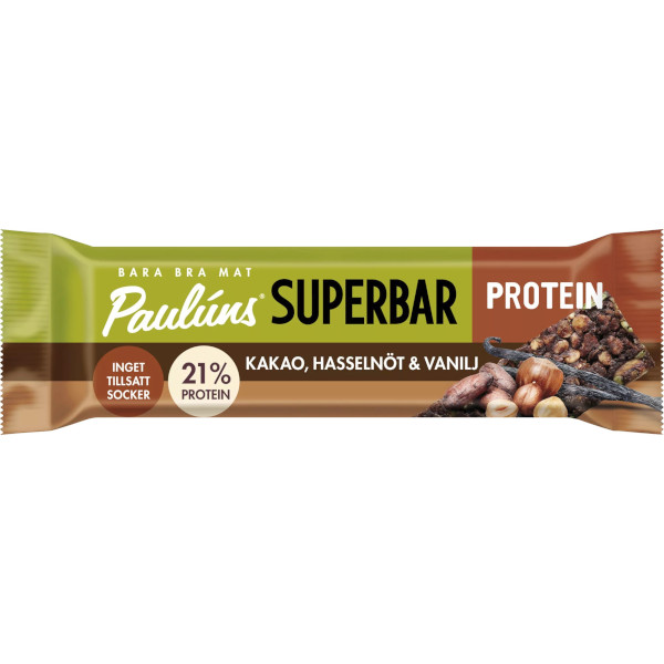 Paulúns Superbar Protein Kakao/Hasselnöt/Vanilj