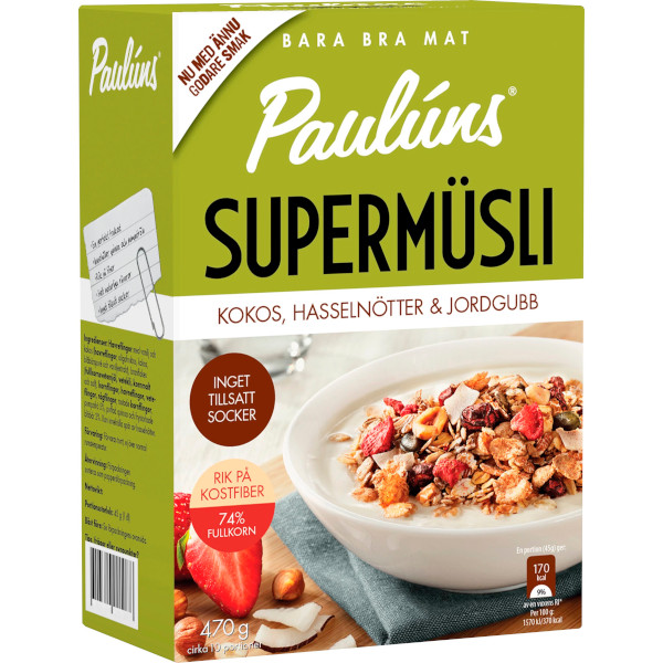 Paulúns Supermüsli Kokos/Hasselnötter/Jordugbb