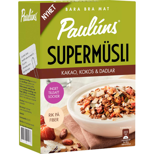 Paulúns Supermüsli Kakao/Kokos/Dadlar