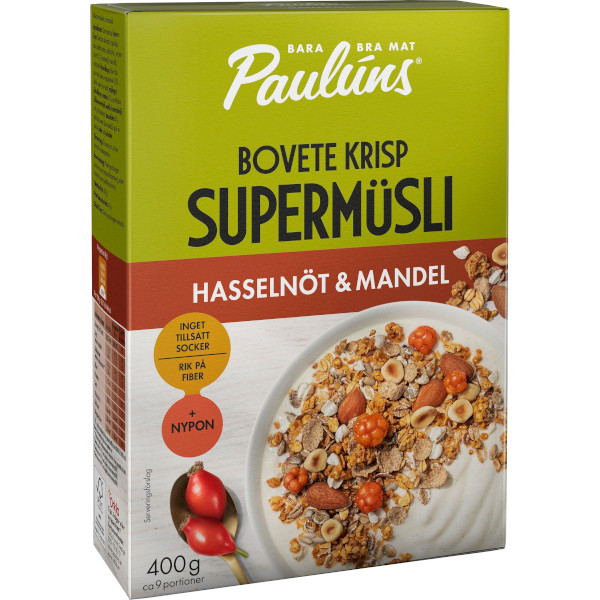 Paulúns Supermüsli Bovete Krisp Hasselnöt & Mandel