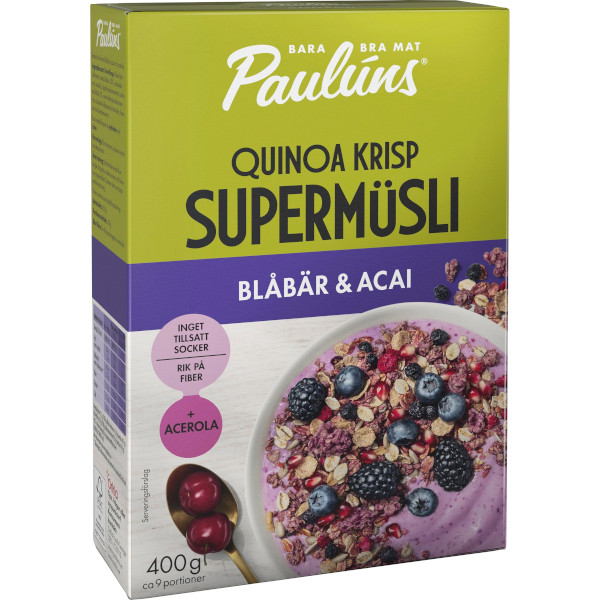 Paulúns Supermüsli Quinoa Krisp Blåbär & Acai