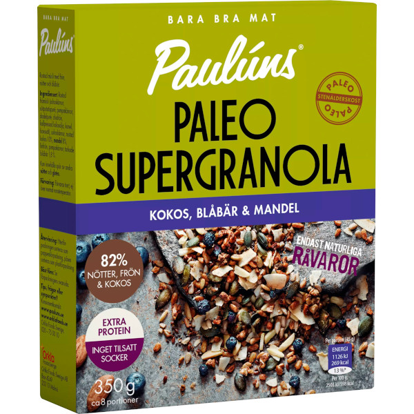 Paulúns Supergranola Paleo Kokos/Blåbär/Mandel
