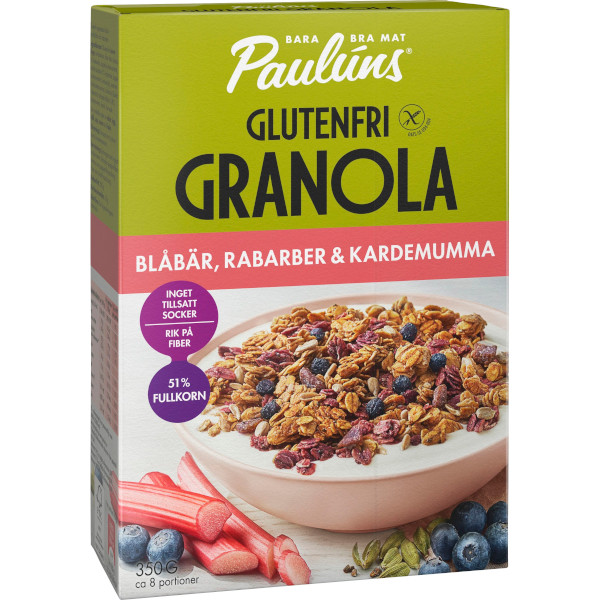 Paulúns Granola Glutenfri Blåbär/Rabarber/Kardemumma