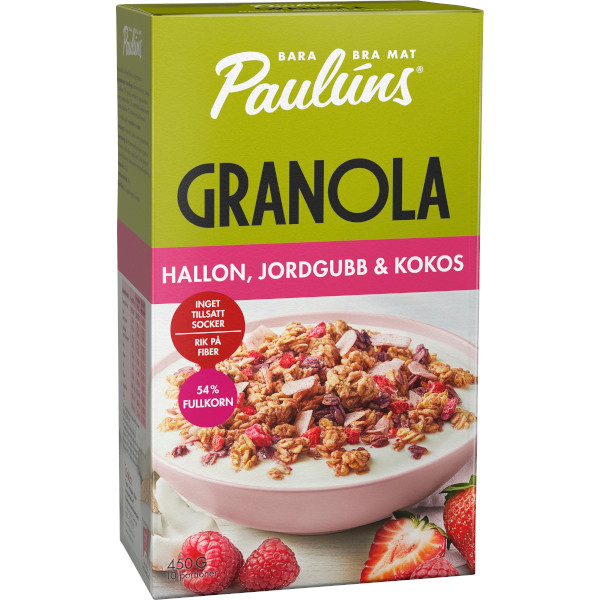Paulúns Granola Hallon/Jordgubb/Kokos