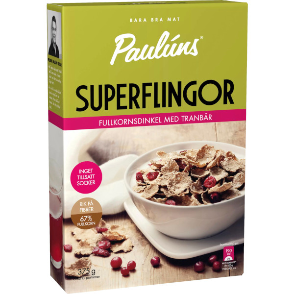 Paulúns Superflingor Fullkornsdinkel & Tranbär