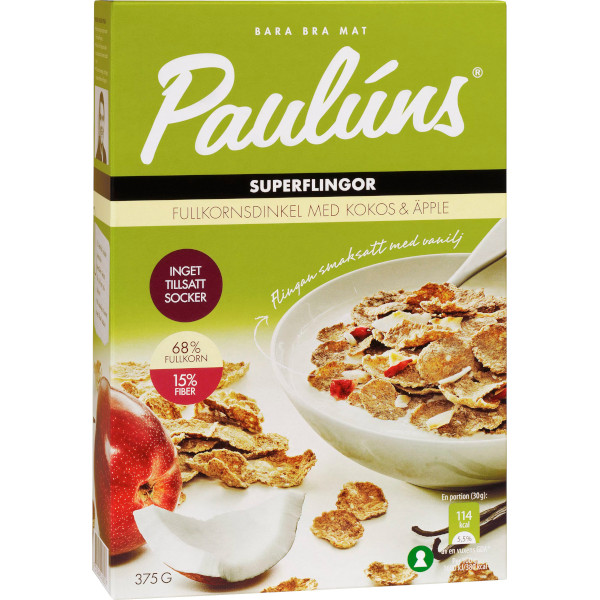 Paulúns Superflingor Fullkornsdinkel & Kokos/Äpple