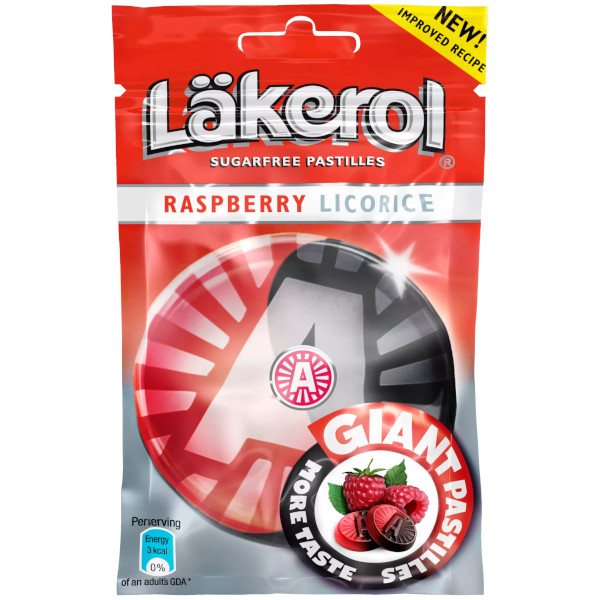 Läkerol Pastiller Giant Raspberry/Licorice