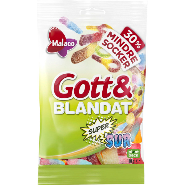 Malaco Gott & Blandat Supersur 30% Mindre Socker