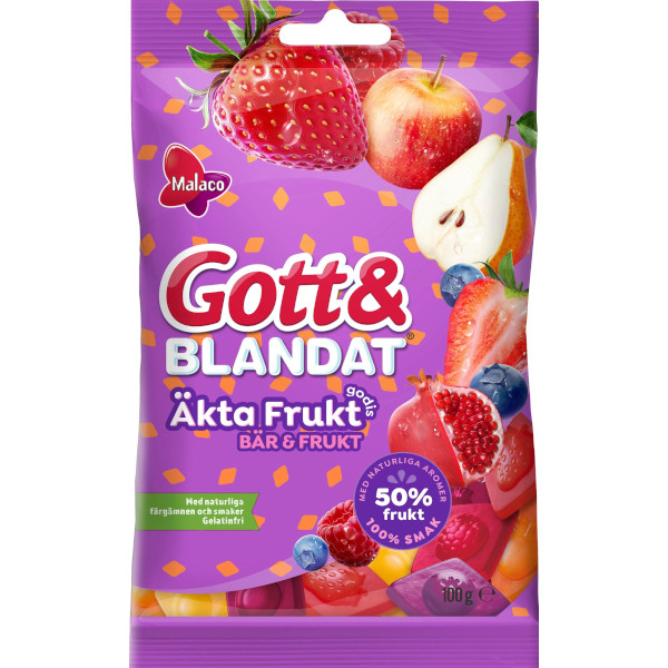 Malaco Gott & Blandat Äkta Fruktgodis Bär & Frukt