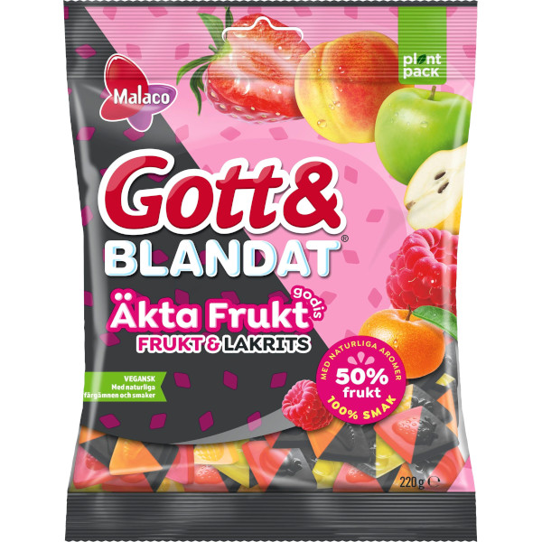 Malaco Gott & Blandat Äkta Fruktgodis Frukt & Lakrits