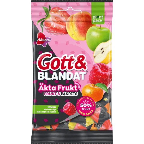 Malaco Gott & Blandat Äkta Fruktgodis Frukt & Lakrits