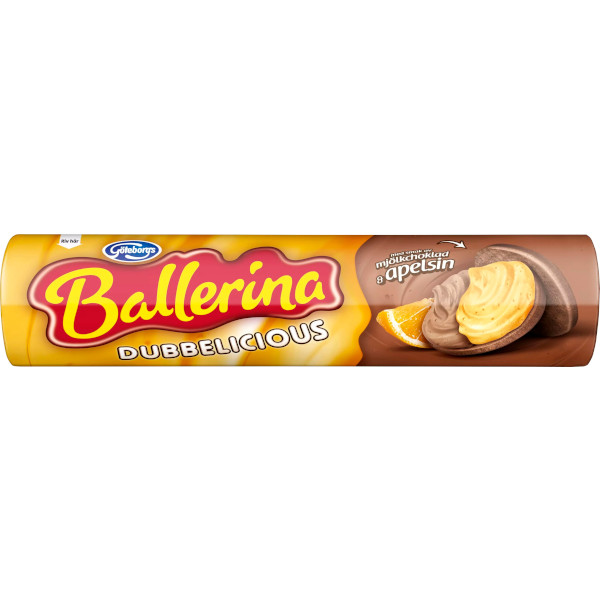 Göteborgs Kex Ballerina Dubbelicious Mjölkchoklad & Apelsin