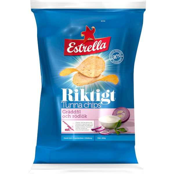 Estrella Chips Riktigt Tunna Gräddfil & Rödlök
