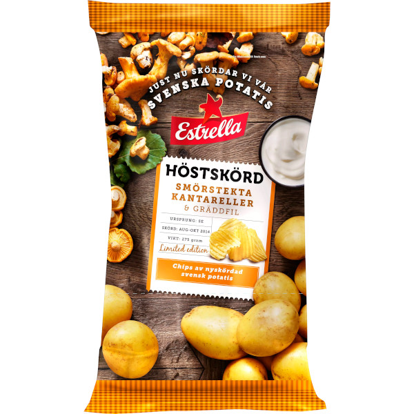 Estrella Chips Höstskörd Smörstekta Kantareller & Gräddfil