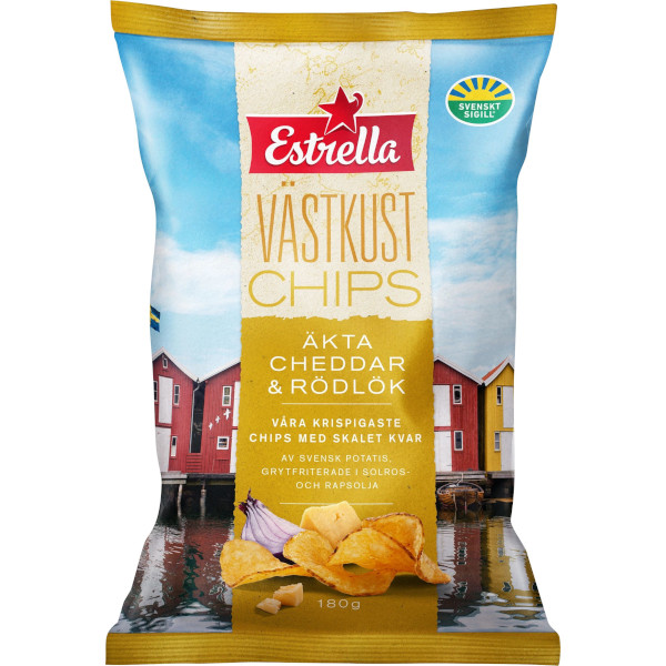Estrella Västkustchips Äkta Cheddar & Rödlök