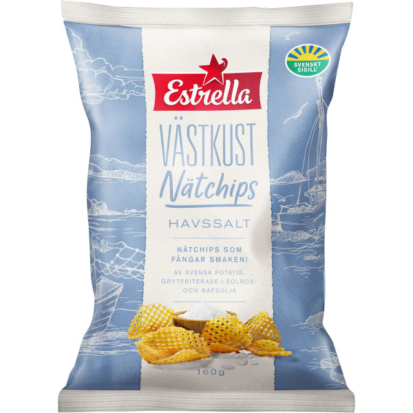 Estrella Västkust Nätchips Havssalt