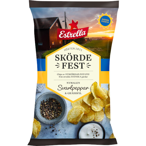 Estrella Chips Skördefest Svartpeppar & Gräddfil
