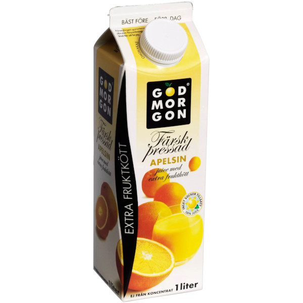 God Morgon Juice Apelsin Färskpressad Extra Fruktkött