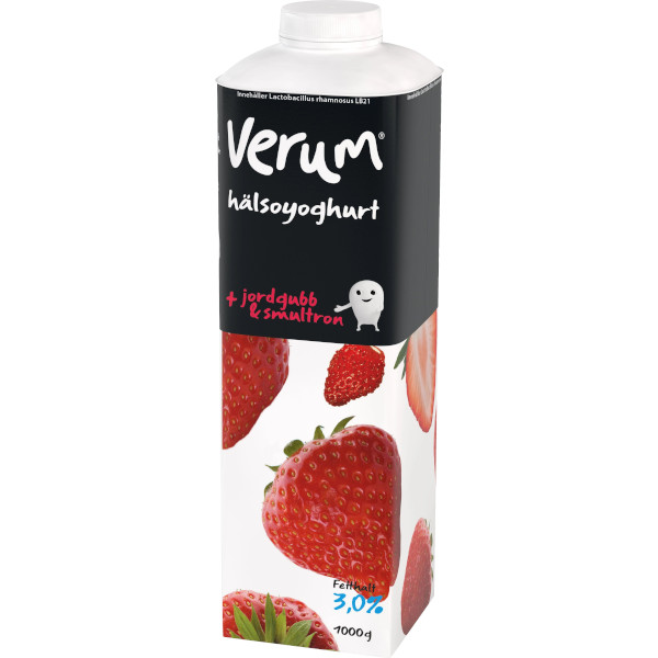Verum Hälsoyoghurt Jordgubb & Smultron 3%