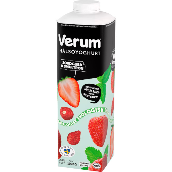 Verum Hälsoyoghurt Jordgubb & Smultron Ekologisk