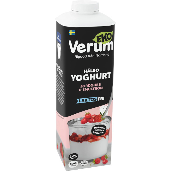 Verum Hälsoyoghurt Jordgubb & Smultron Ekologisk Laktosfri