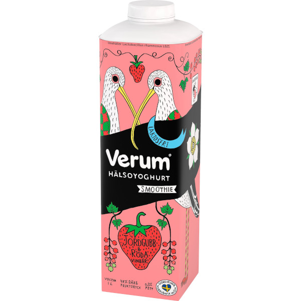 Verum Hälsoyoghurt Smoothie Jordgubb/Röda Vinbär