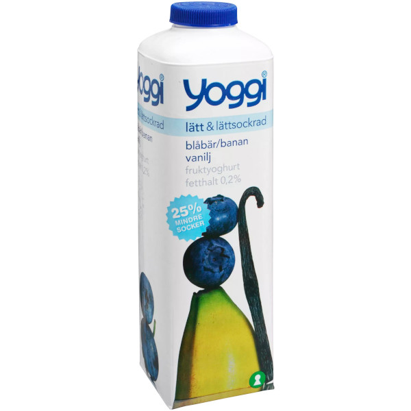 Yoggi Fruktyoghurt Lätt & Lättsockrad Blåbär/Banan/Vanilj