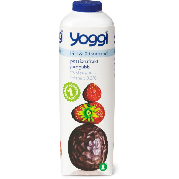 Yoggi Fruktyoghurt Lätt & Lättsockrad Passionsfrukt/Jordgubb