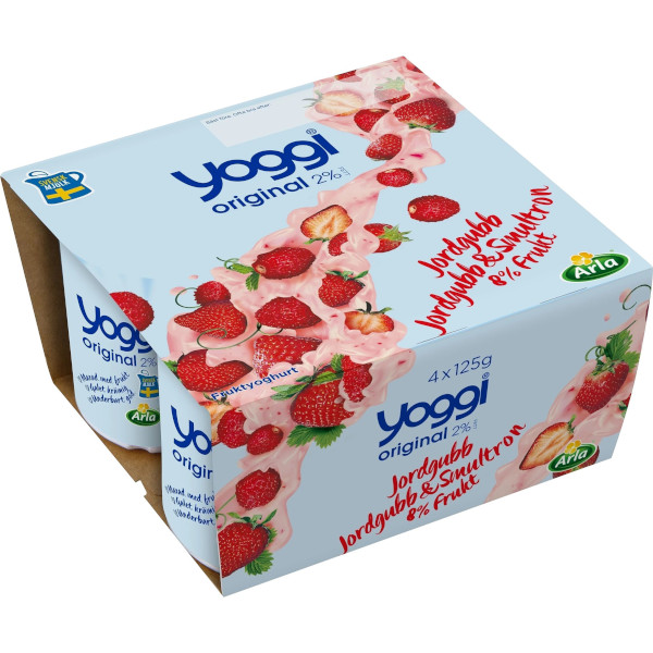 Yoggi Fruktyoghurt Jordgubb/Jordgubb & Smultron