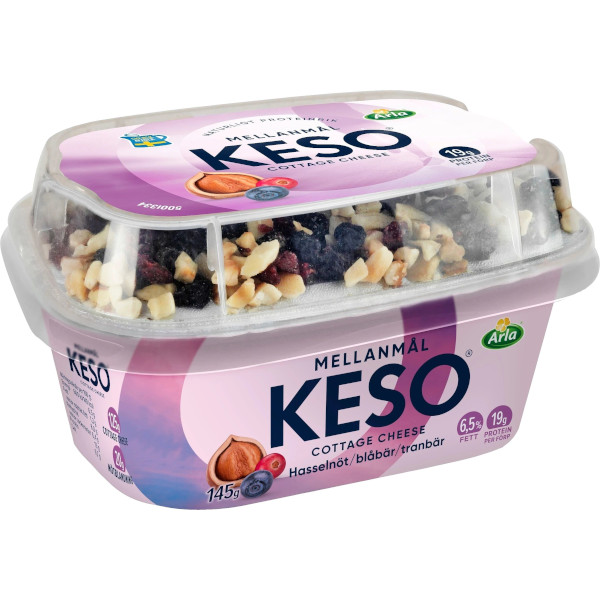 Keso Cottage Cheese Hasselnöt/Blåbär/Tranbär