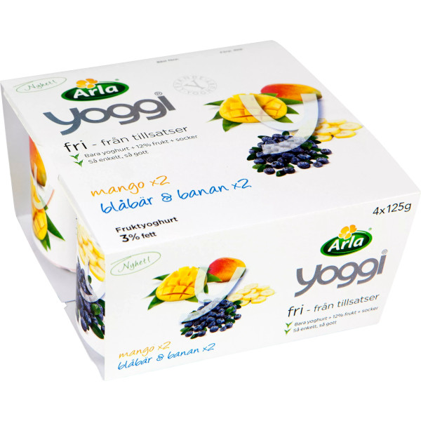 Yoggi Fruktyoghurt Fri Mango & Blåbär/Banan