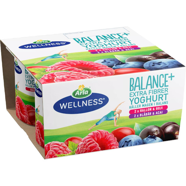Arla Wellness Yoghurt Balance+ Hallon & Goji/Blåbär & Acai