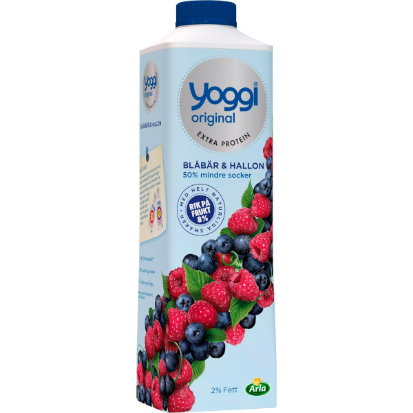 Yoggi Fruktyoghurt Extra Protein Blåbär & Hallon