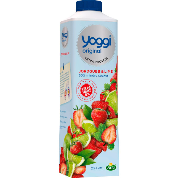 Yoggi Fruktyoghurt Extra Protein Jordgubb & Lime