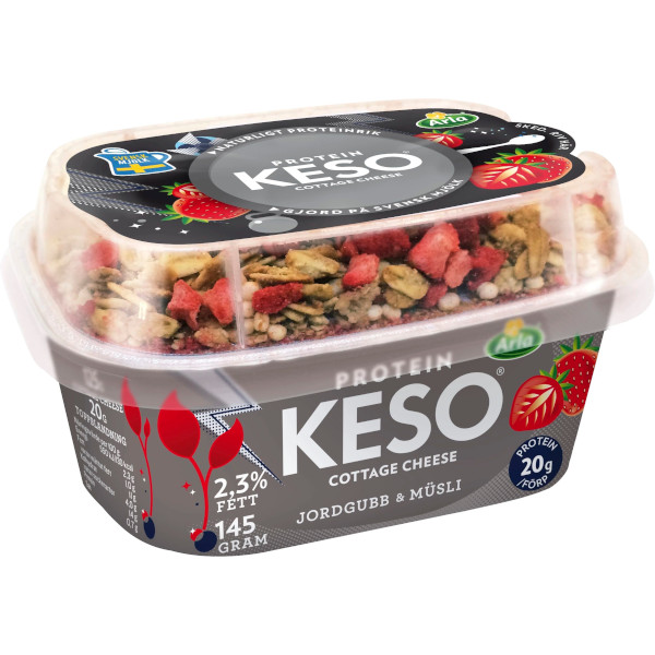 Keso Cottage Cheese Protein Jordgubb & Müsli
