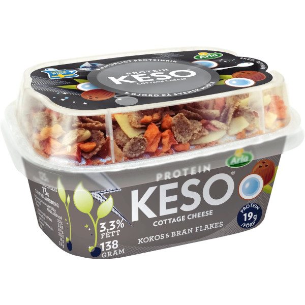 Keso Cottage Cheese Protein Kokos & Bran Flakes
