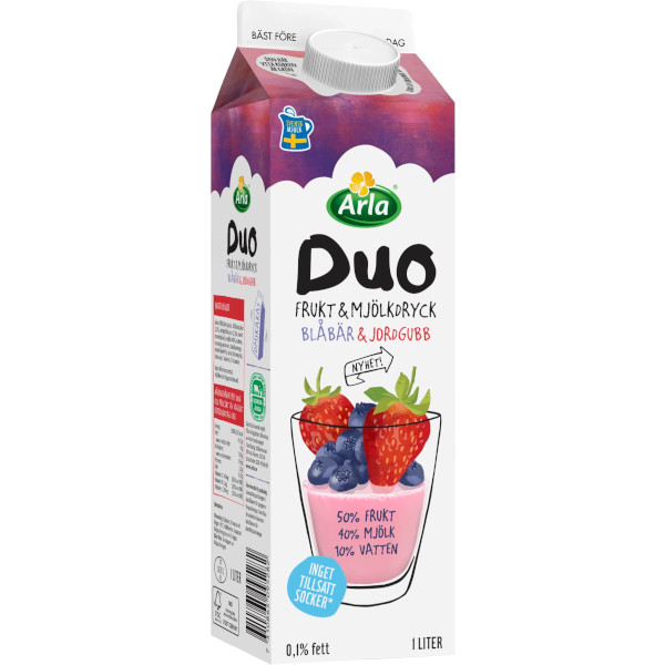 Arla Frukt & Mjölkdryck Duo Blåbär & Jordgubb